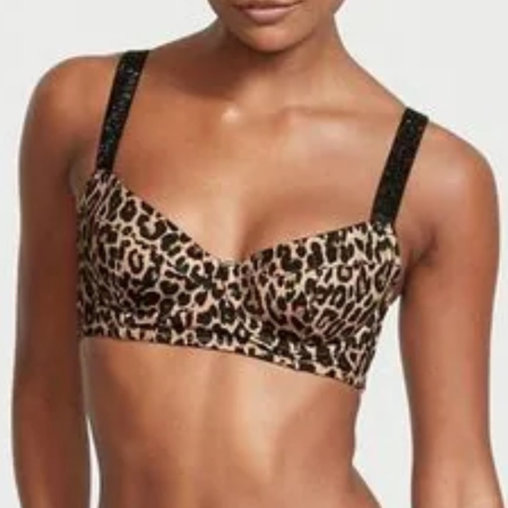 Victoria’s Secret SWIM Leopard / Bling Strap Bikini Top